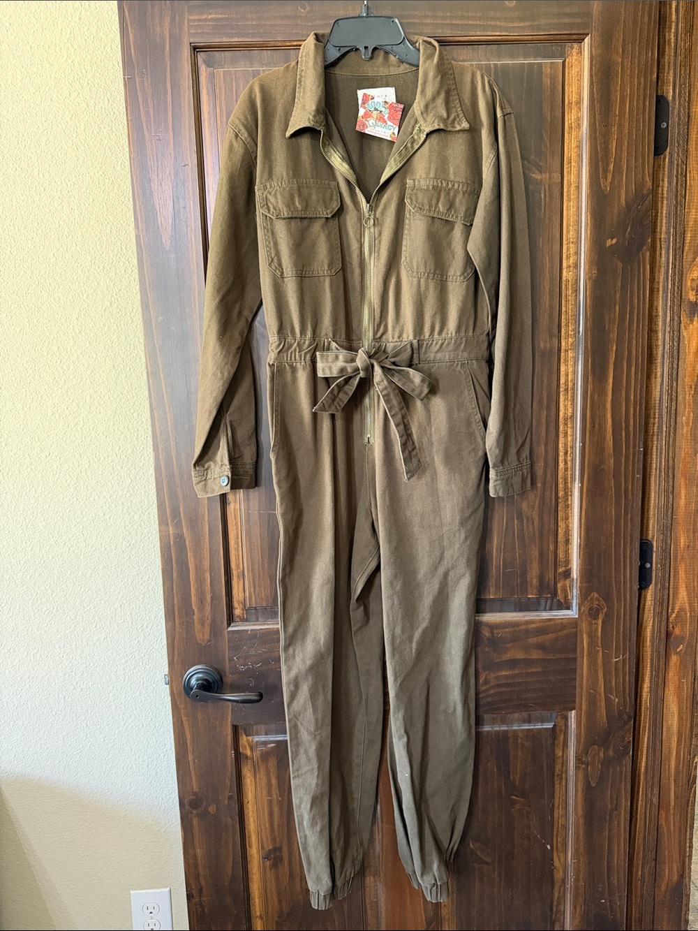 Rodeo Quincy Tie-Waist Utility Jumpsuit in Olive